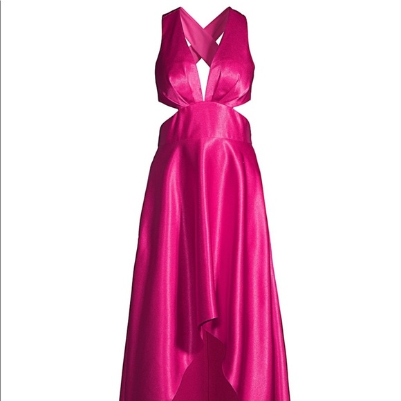 Aidan by Aidan Mattox Satin Cutout High-Low Gown - Picture 2 of 8